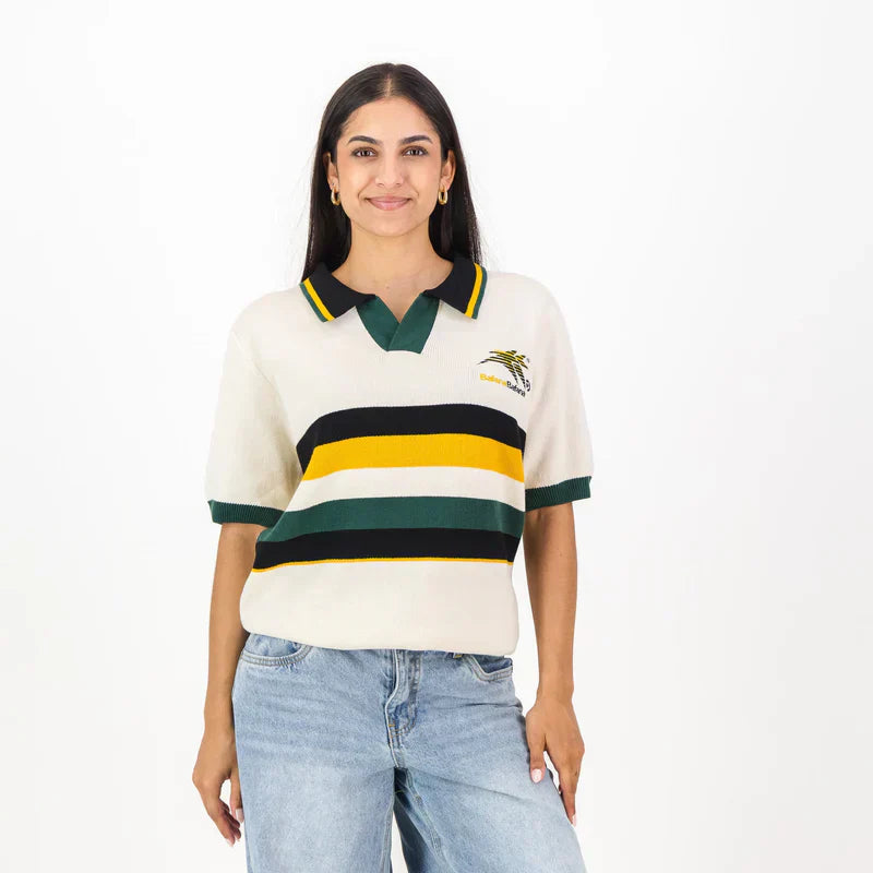 Bafana Bafana Yarn Dye Stripe S/S Knitwear Polo - Ivory