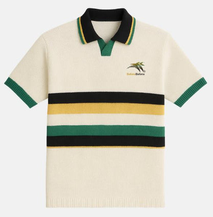 Bafana Bafana Yarn Dye Stripe S/S Knitwear Polo - Ivory