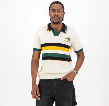 Bafana Bafana Yarn Dye Stripe S/S Knitwear Polo - Ivory