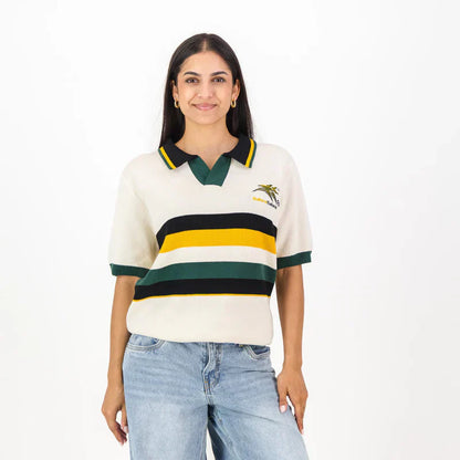 Bafana Bafana Yarn Dye Stripe S/S Knitwear Polo - Ivory